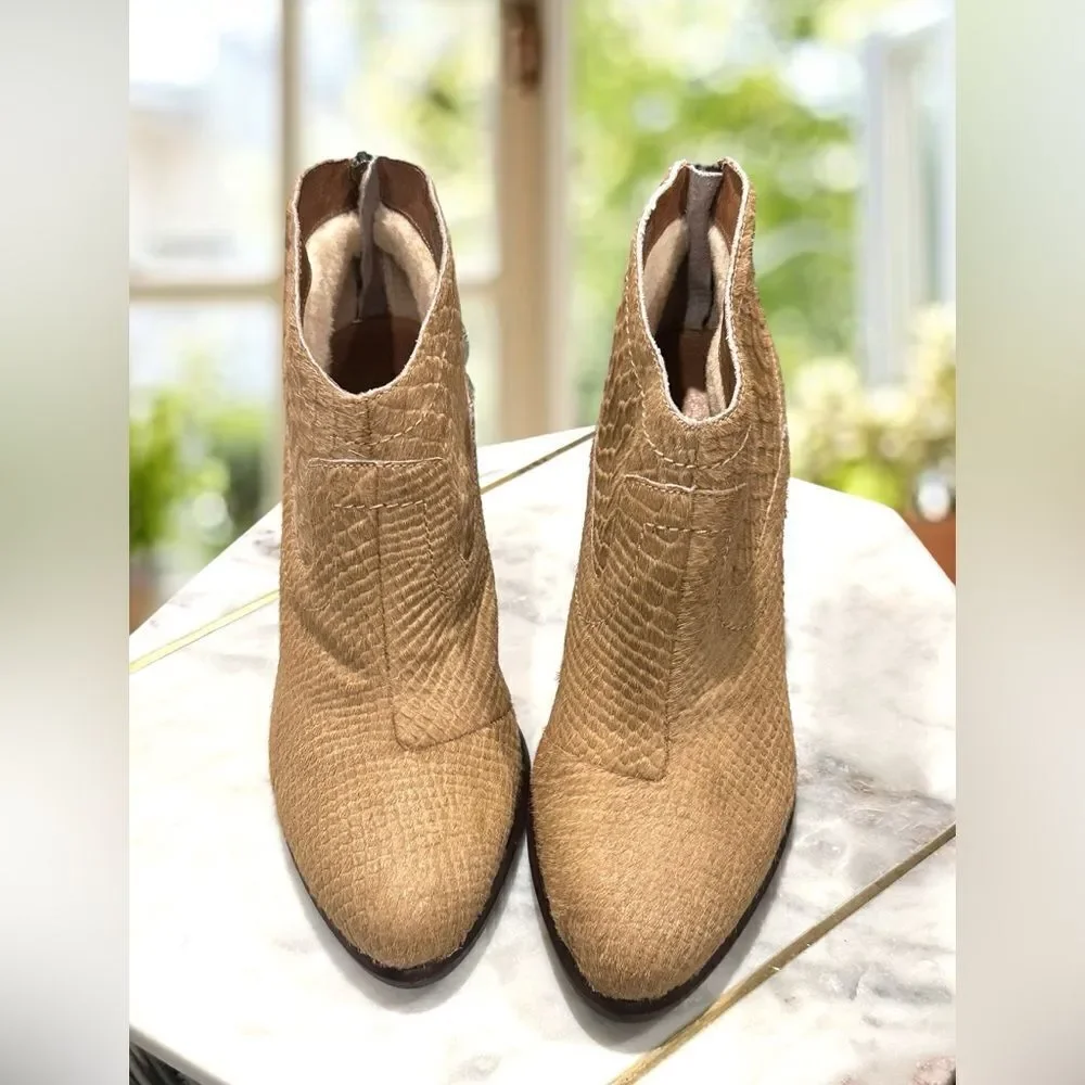 🔥 UGG Calf Hair Charlotte Embossed Bootie Boots Size 9.5 EU 40.5